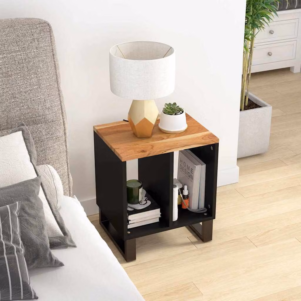 Tavolino vidaXL in legno di acacia e multistrato marrone L/P/H: 40 x 31 x 46 cm