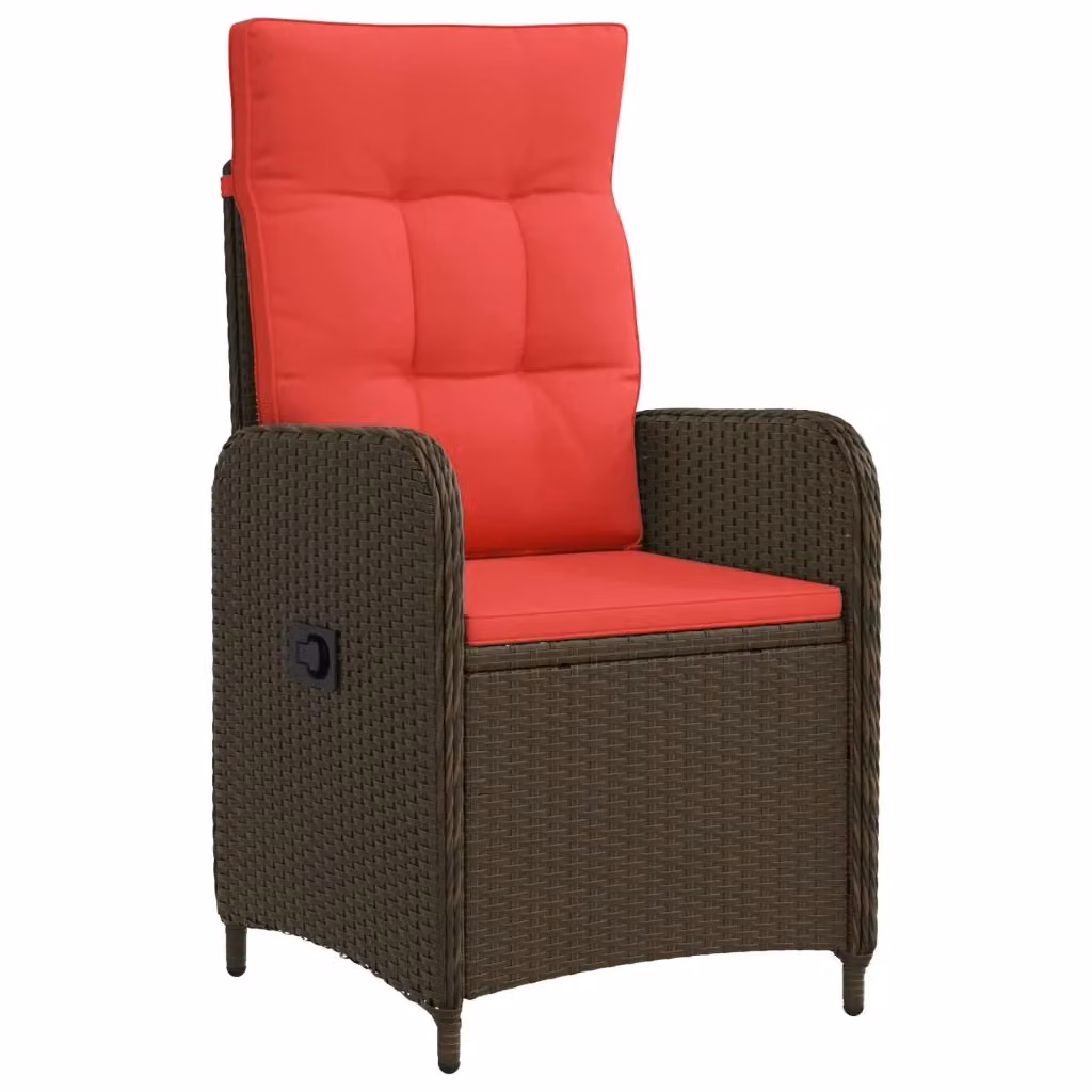 Sedia da giardino reclinabile vidaXL in rattan e metallo, Marrone e Rosso – 2