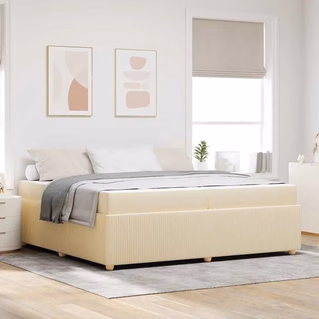 Struttura letto imbottita vidaXL in tessuto beige 200 x 200 cm