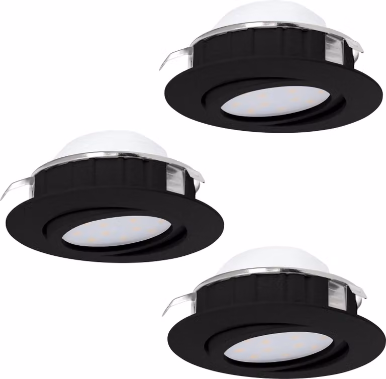 Faretto Ad Incasso Contemporaneo Pineda Policarbonato Nero 3 Luci Led 5,5W