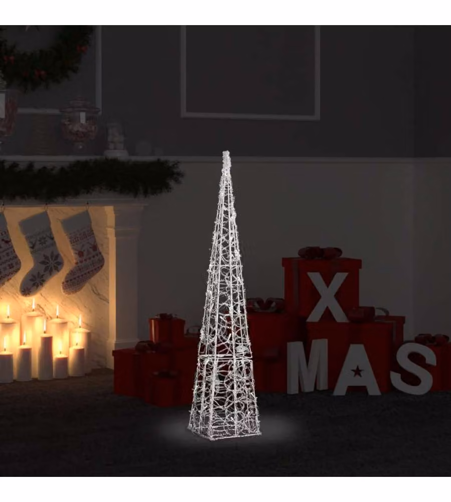 vidaXL Cono di Luce LED Decorativo Bianco Freddo in Plastica, Altezza: 90 cm – 2