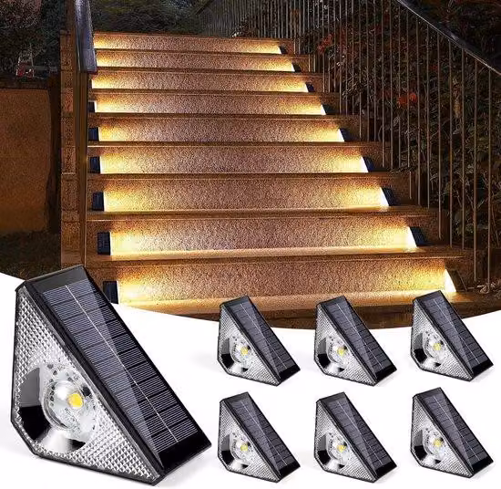 Lampada da esterno a energia solare con sensore di movimento (set da 4), con luce calda (3000K), ideale per illuminare vialetti, e lampada LED da esterno IP65, adatta per giardini, terrazzi, garage, scale e ingressi.