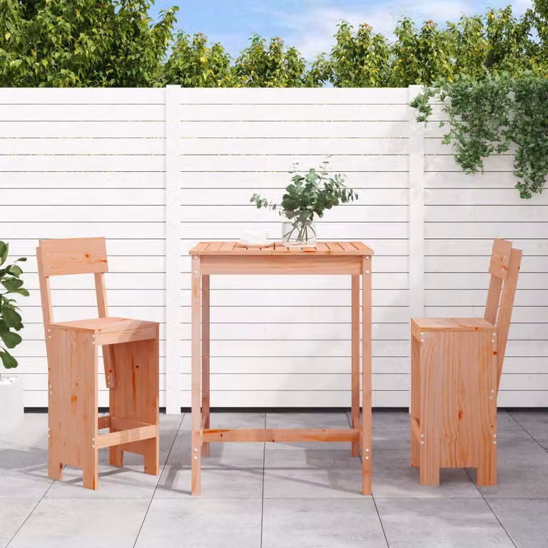 Set da Bar da Giardino vidaXL in Legno di Douglas Marrone, 3 Pezzi
