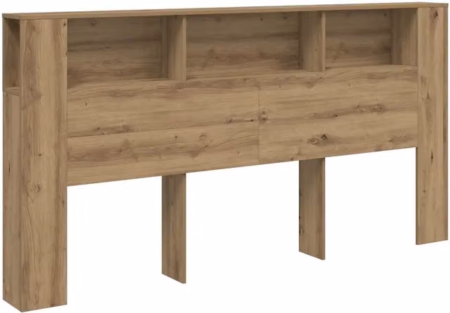 Armadio per testata letto contemporaneo con portaoggetti 200 x 18,5 x 102,5 cm in legno multistrato rovere artigianale 02_0050975