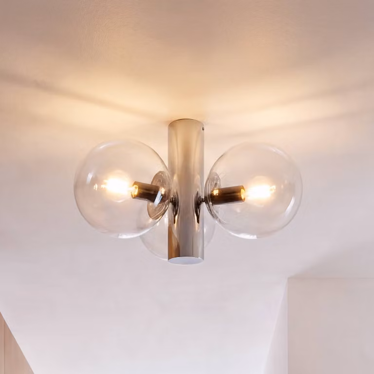 Plafoniera soffitto Sferio Lamkur, dimmerabile, Cromo / Argento, Soggiorno / Sala da pranzo, Vetro, Plafoniera