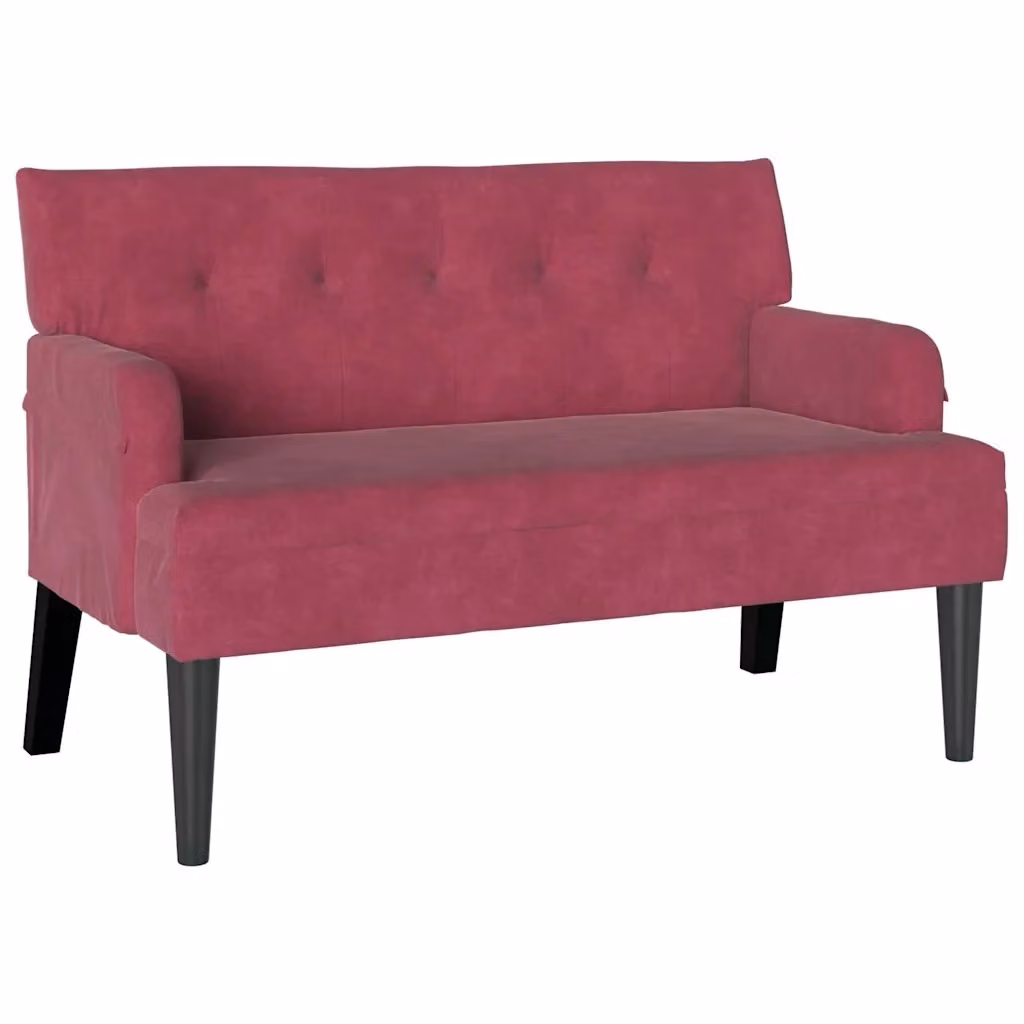 Panca Chesterfield vidaXL in velluto rosso, L 112 x P 65,5 x H 75 cm – 2