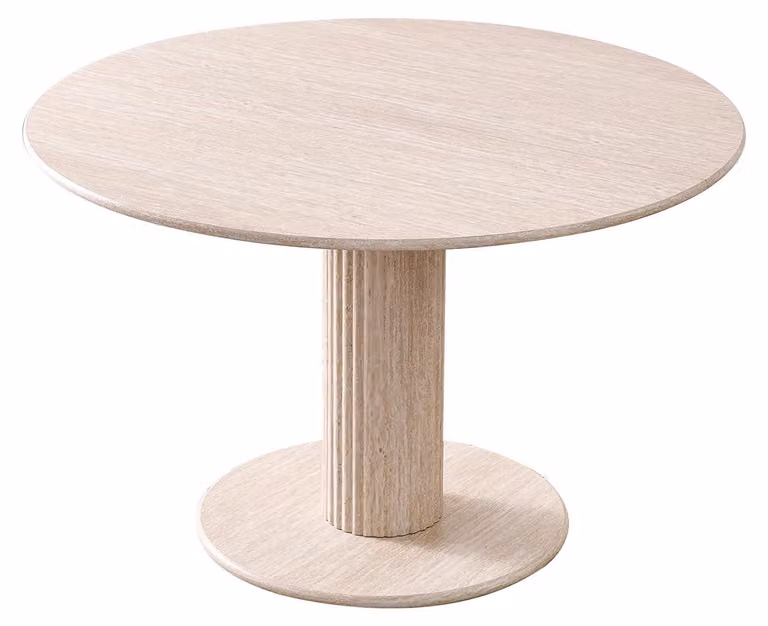 Tavolo rotondo da pranzo - Tavolo in vetro per la sala da pranzo - Design moderno e minimalista - Struttura in legno - Per 4 persone - Diametro fino a 120 cm - Aspetto del legno color giallo