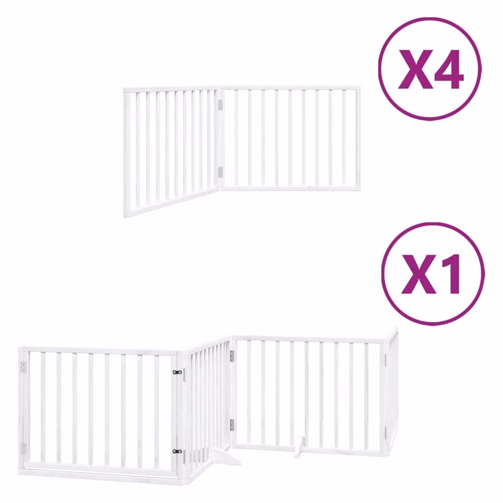 Cancello Cani Porta Pieghevole Bianco 12 Pannelli 960 cm Pioppo