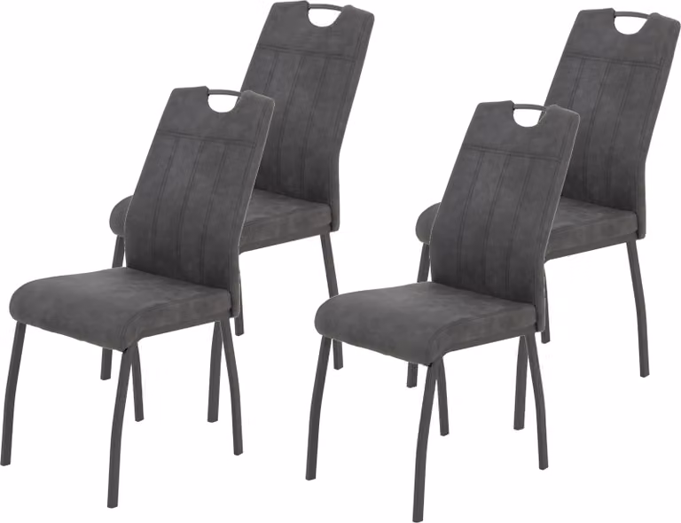 set di 4 sedie da pranzo Elif - microfibra antracite - portata 140kg