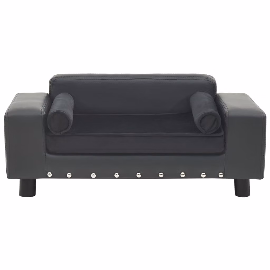 Divano per Cani Grigio Scuro 81x43x31cm in Peluche e Pelle finta
