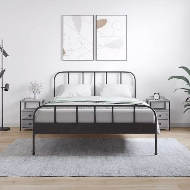 Set di 2 comodini vidaXL in stile industrial in legno e metallo, colore grigio, L 34 cm x P 35,5 cm x H 50 cm
