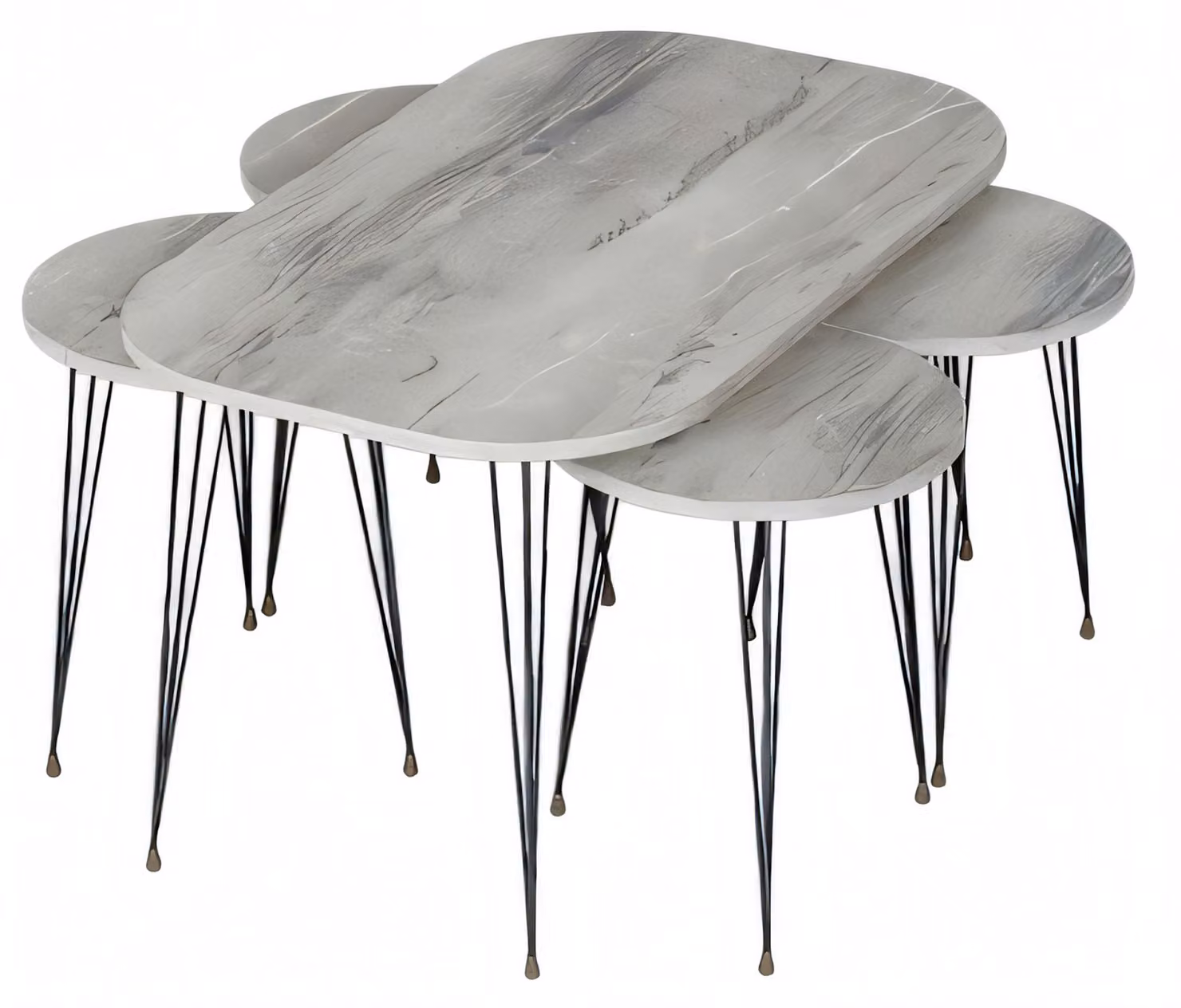 Eleganter grauer Holz-Couchtisch mit Beistelltischen im modernen Stil