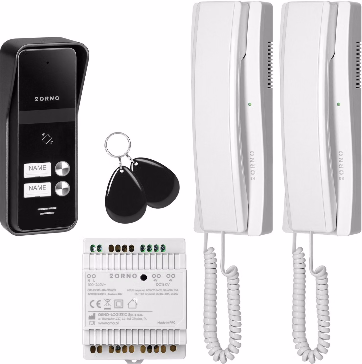 Citofono ORNO OR-DOM-BA-936ZD/W a 2 fili/2 famiglie