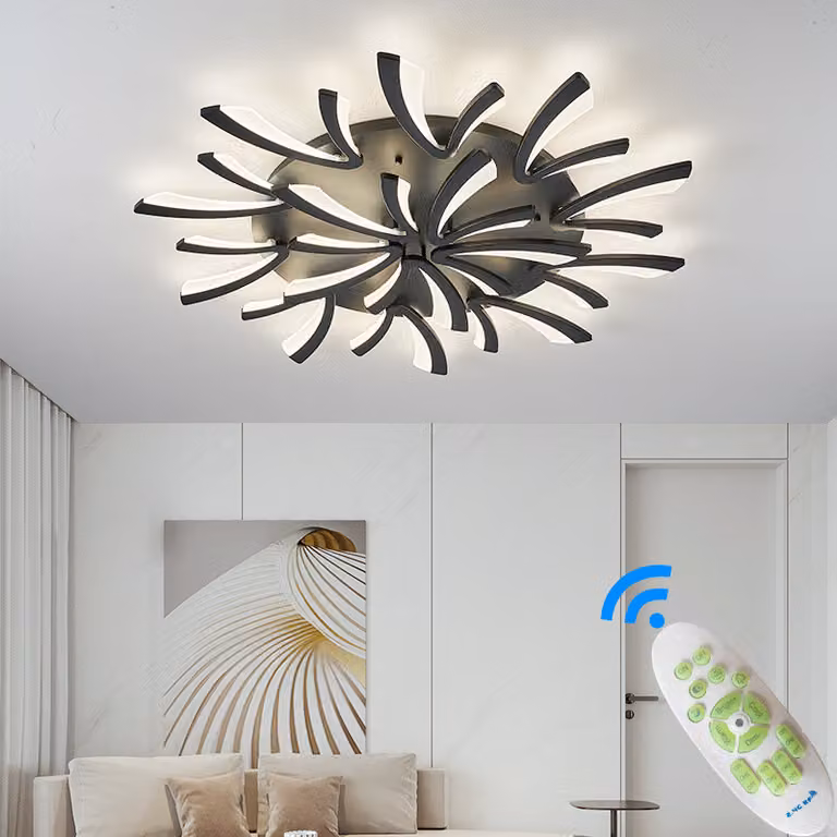 XW062-15Lampada a soffitto a LED nera con telecomando Colore luce/luminosità regolabile dimmerabile Lampada a soffitto a LED Apparecchio di illuminazione Lampada da soggiorno