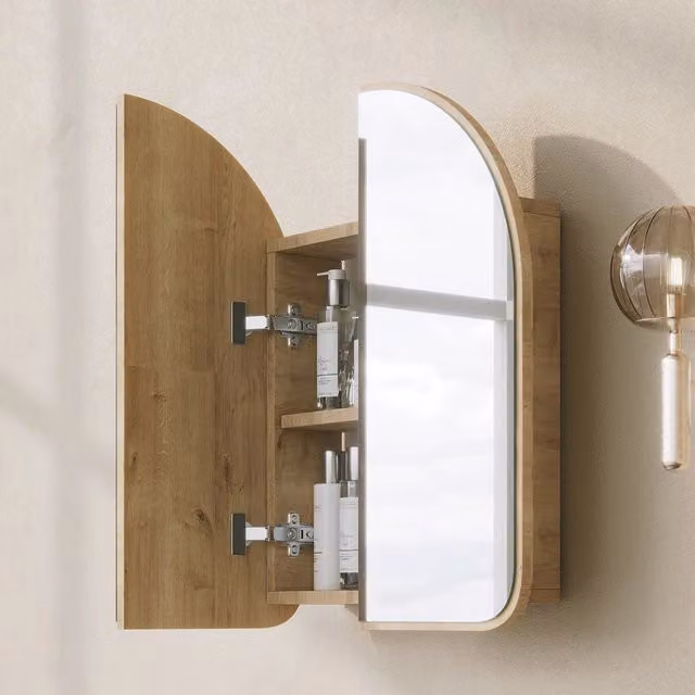 Mobile Pensile da Bagno DMORA con Specchio e Ripiani Interni, Rovere Marrone, L: 60 cm, H: 70 cm