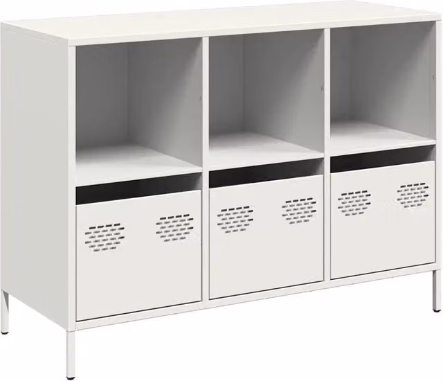 Credenza | Madia | Buffet da pranzo | Armadio da pranzo Bianca 101,5x39x73,5 cm in Acciaio Laminato a Freddo