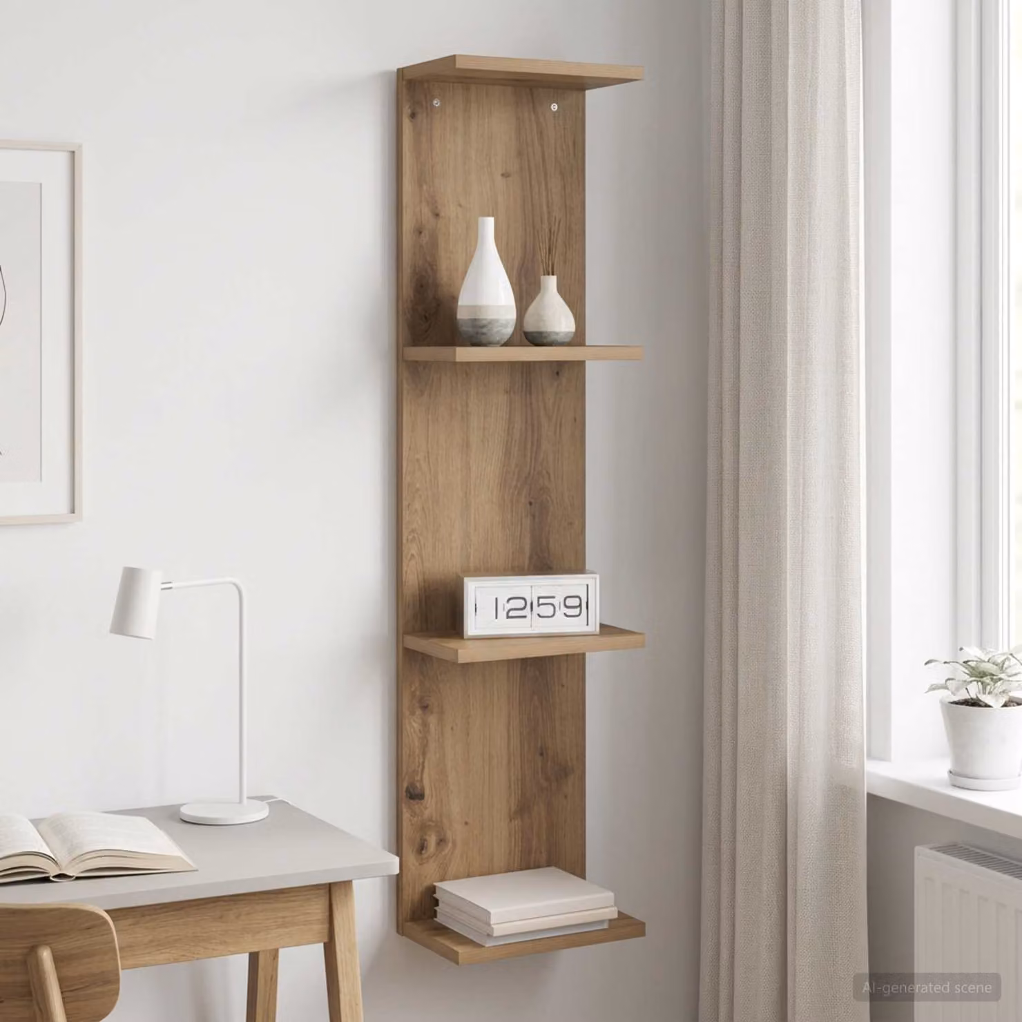 Scaffale da parete moderno vidaXL in legno color marrone L 22 cm x P 15 cm x H 100 cm