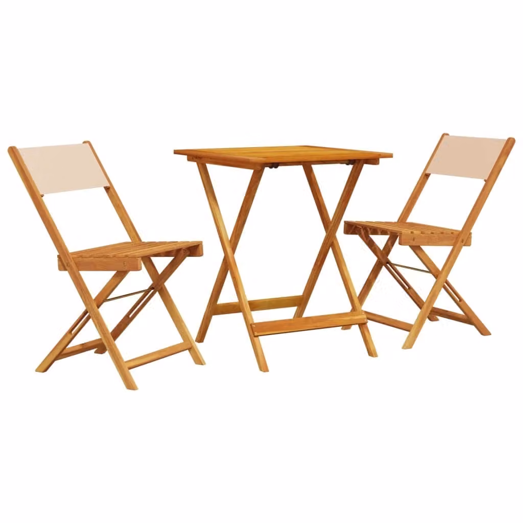 Set da Bistrot 3pz Beige in Tessuto e Legno Massello