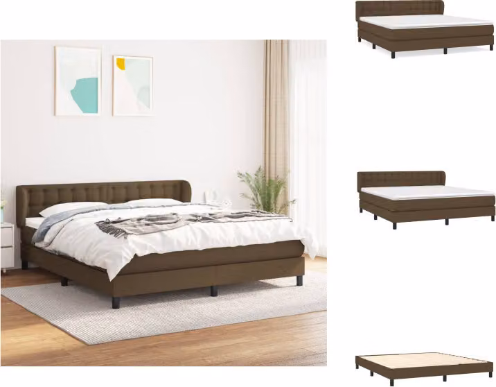 vidaXL Letto a molle con materasso in tessuto marrone scuro 180x200 cm - Letti e strutture letto