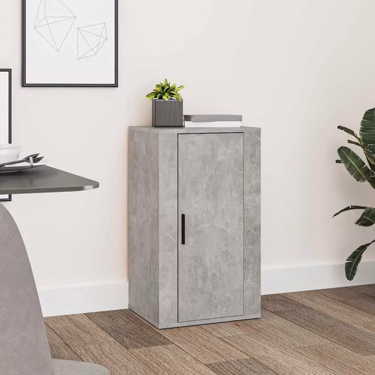 Credenza moderna vidaXL in legno multistrato e MDF, colore grigio, sospesa a parete, L 40 cm x P 33 cm x H 70 cm