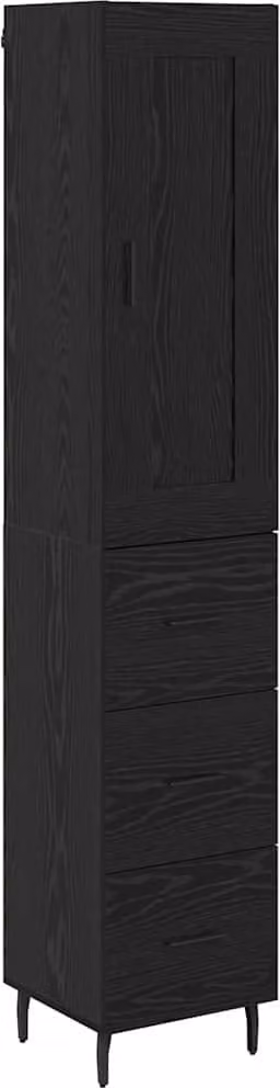 Credenza Rovere Nero 34,5 x 34 x 180 cm Legno multistrato