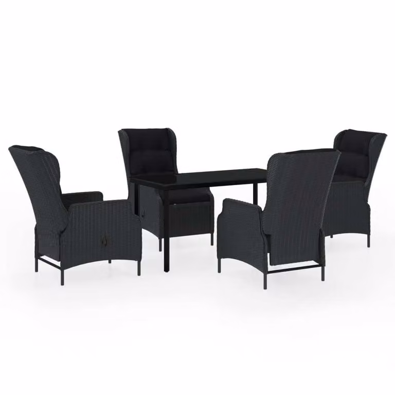 Set da Pranzo da Giardino 5 pz Grigio Scuro