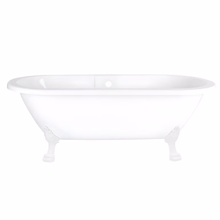 Vasca da Bagno Freestanding a Doppia Estremità con Bordo Arrotondato - 1780 x 825mm con Piedini a Zampa di Leone Bianchi - Legend