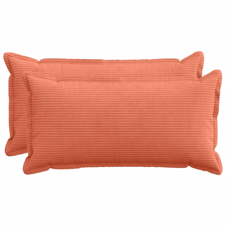 Set di 2 federe vidaXL HOUTEN in velluto a coste, colore rosso arancio, L 80 cm x P 40 cm
