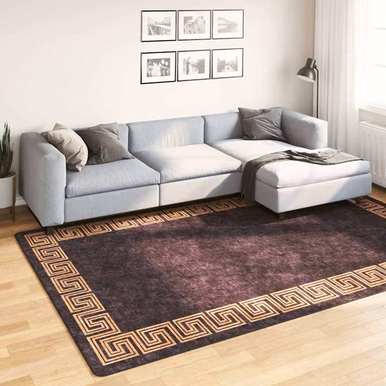 vidaXL Tappeto Lavabile Moderno in Poliestere Nero e Oro L: 300 cm, P: 190 cm