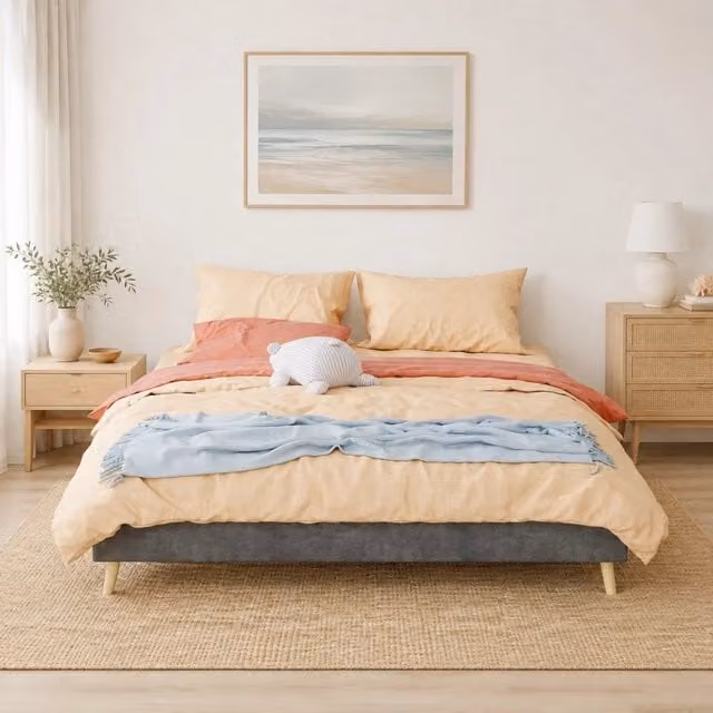 Letto a piattaforma 160 × 200 cm in tessuto e metallo grigio dal design moderno minimalista