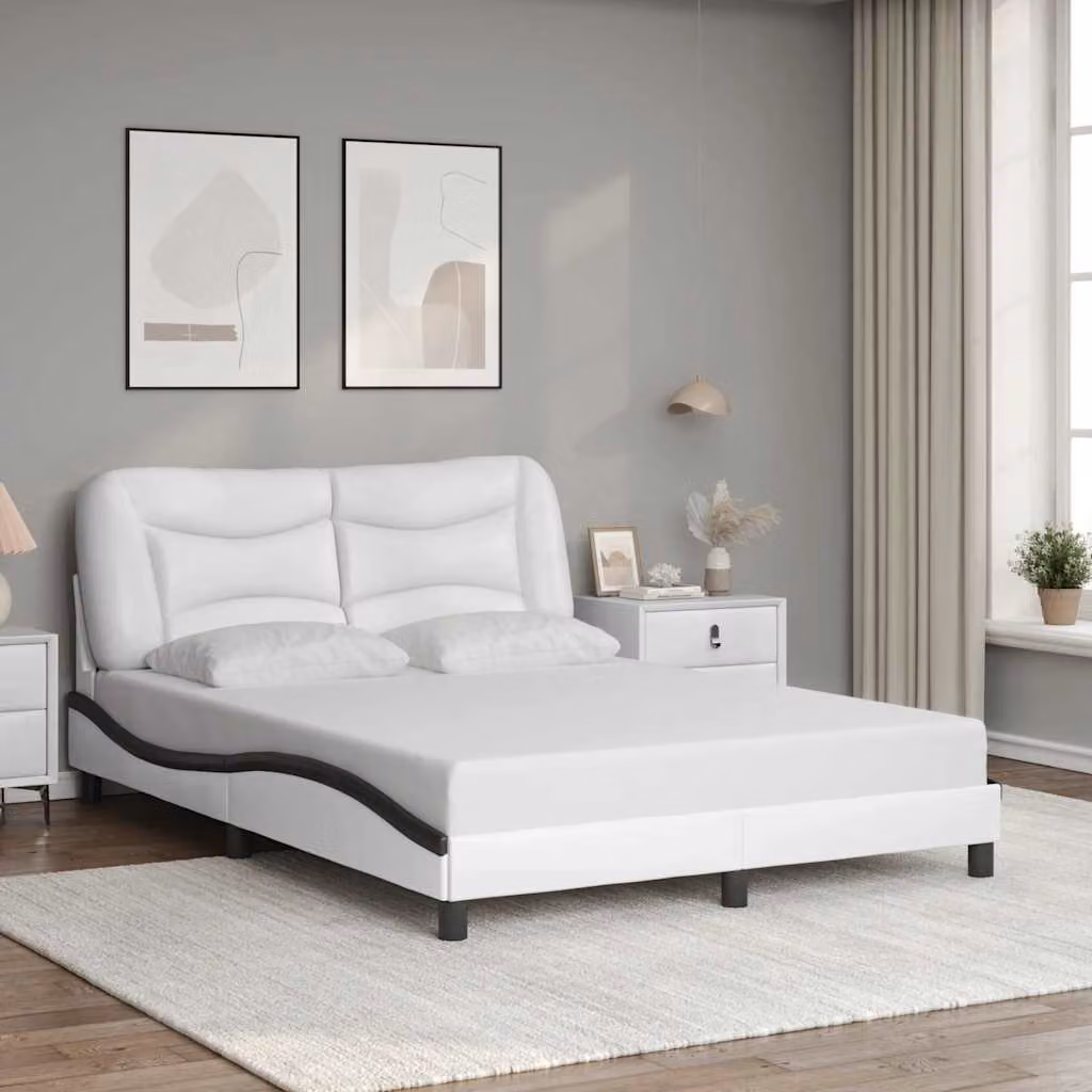Giroletto senza materasso vidaXL Hvar in similpelle nero e bianco L/P/H: 200 x 120 x 74,5 cm – 1