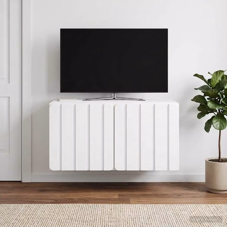 vidaXL Mobile Porta TV da Muro Moderno in MDF Bianco L: 59,5 cm, P: 41 cm, H: 30 cm