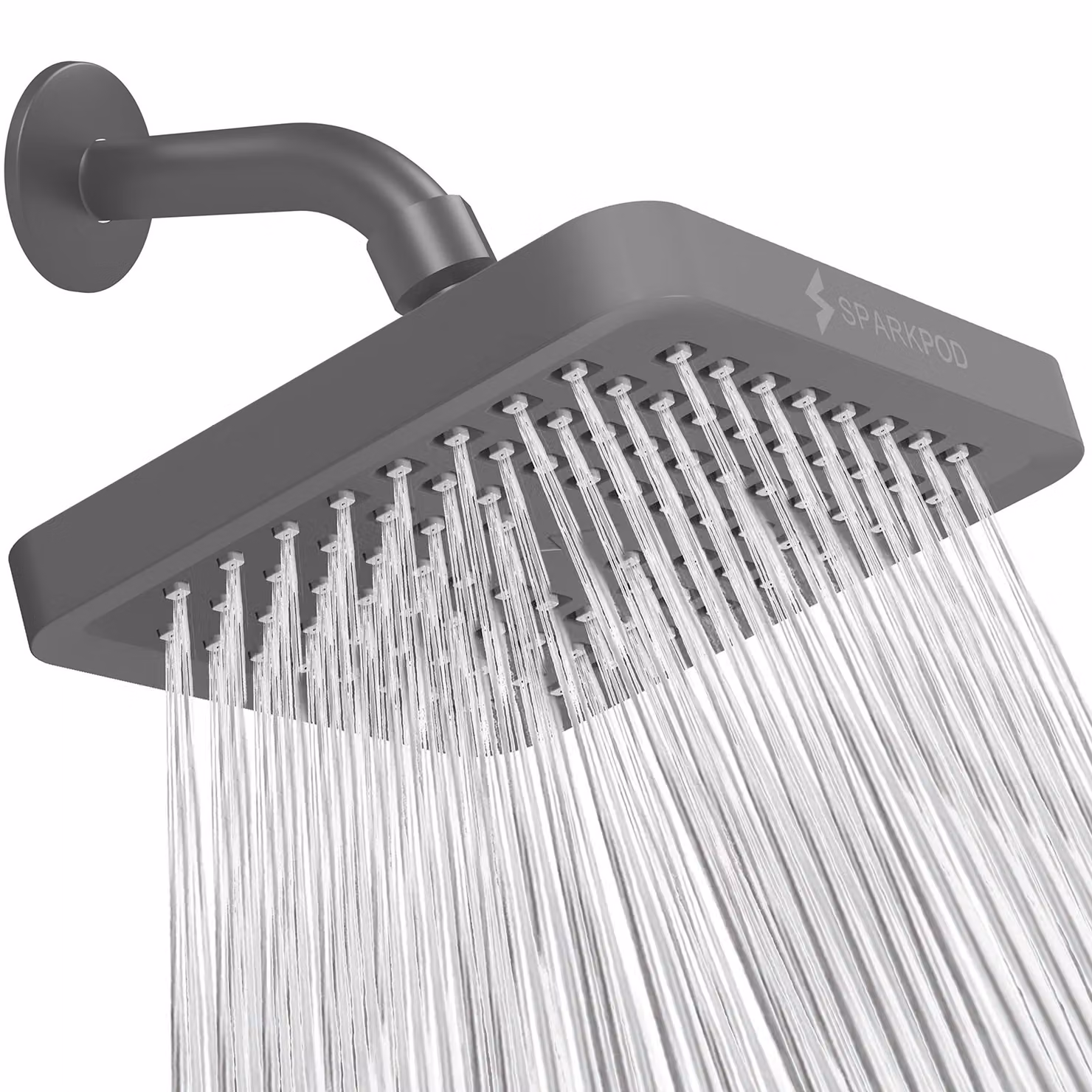 Doccia a pioggia quadrata, 15 cm, grigia, con montaggio senza utensili