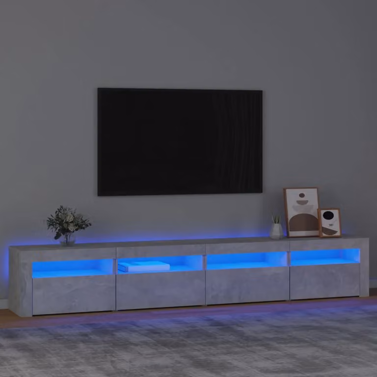 vidaXL Mobile Porta TV Moderno con Luci LED Integrate Grigio Cemento L: 240 cm, P: 35 cm, H: 40 cm
