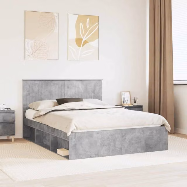 Struttura del letto Grigio Concretè 150 x 200 cm Pino massello 3410995