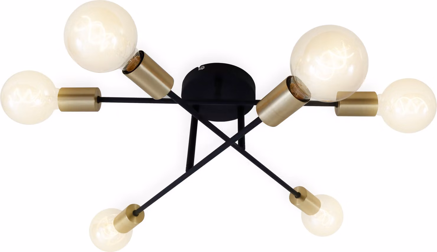 Lampada da soffitto Lampada da soffitto orientabile 6xE27 60W nero-dorato Briloner