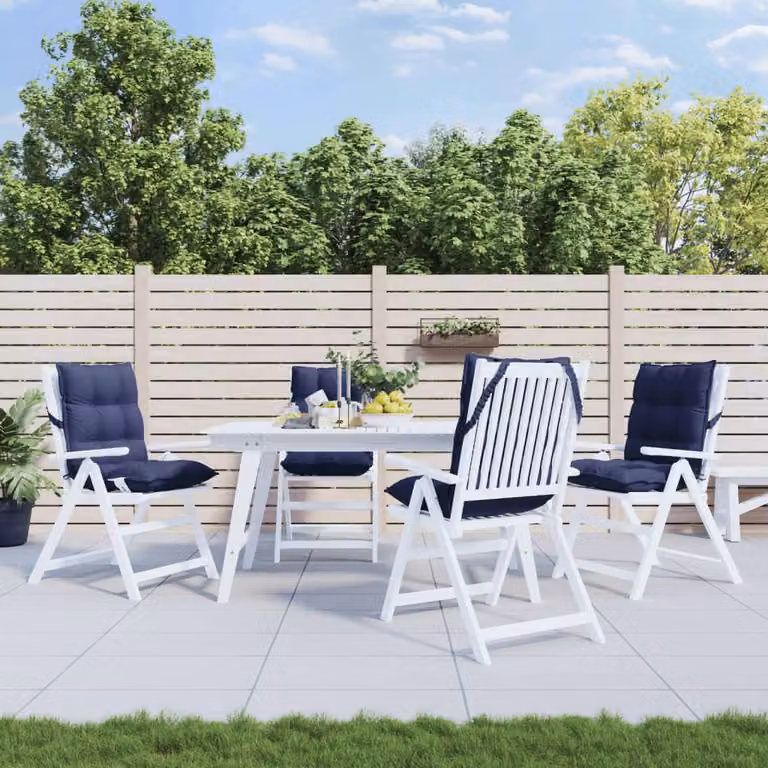 Set di 4 cuscini per sedia con schienale basso vidaXL in tessuto Oxford blu, idrorepellenti e traspiranti