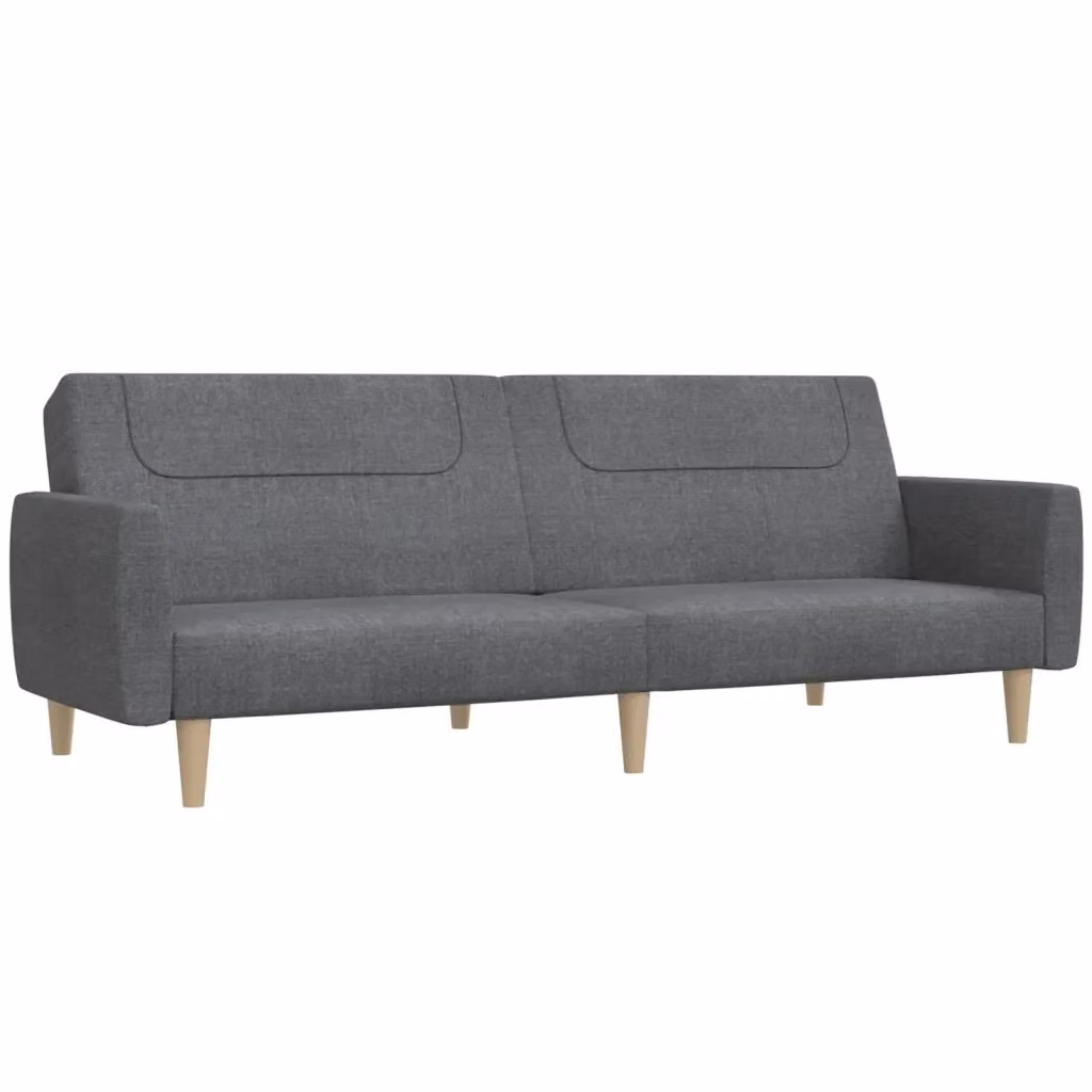 Divano Letto Click Clack vidaXL Grigio con Struttura in Legno Solido e Poggiatesta Regolabile, Dimensioni Letto: 100 x 200 cm – 2