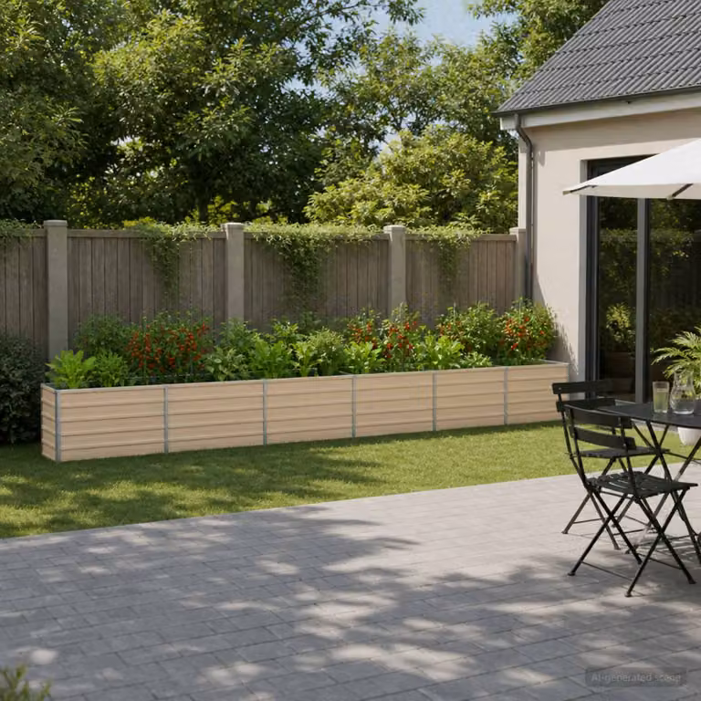 Letto rialzato da giardino vidaXL in metallo beige L: 480 cm, P: 40 cm, H: 55 cm