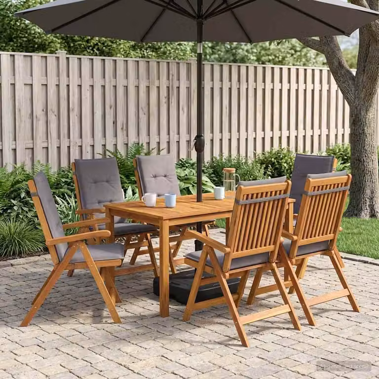 Set da pranzo da giardino vidaXL in legno di acacia trattato 7 pezzi per 6 persone colore antracite e marrone
