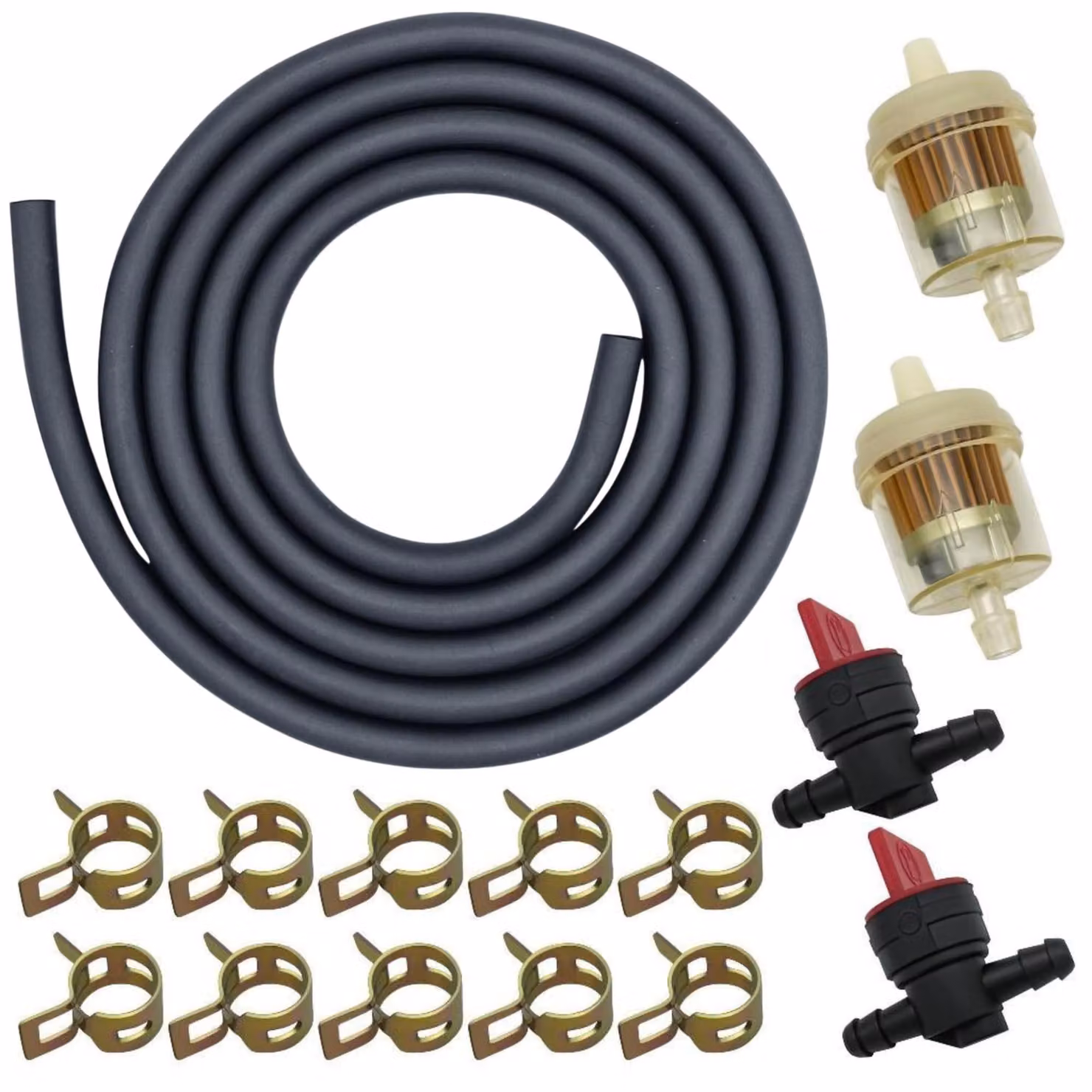 Tubo flessibile in tessuto da 1/4 di pollice, con 10 fascette stringitubo e set di filtri