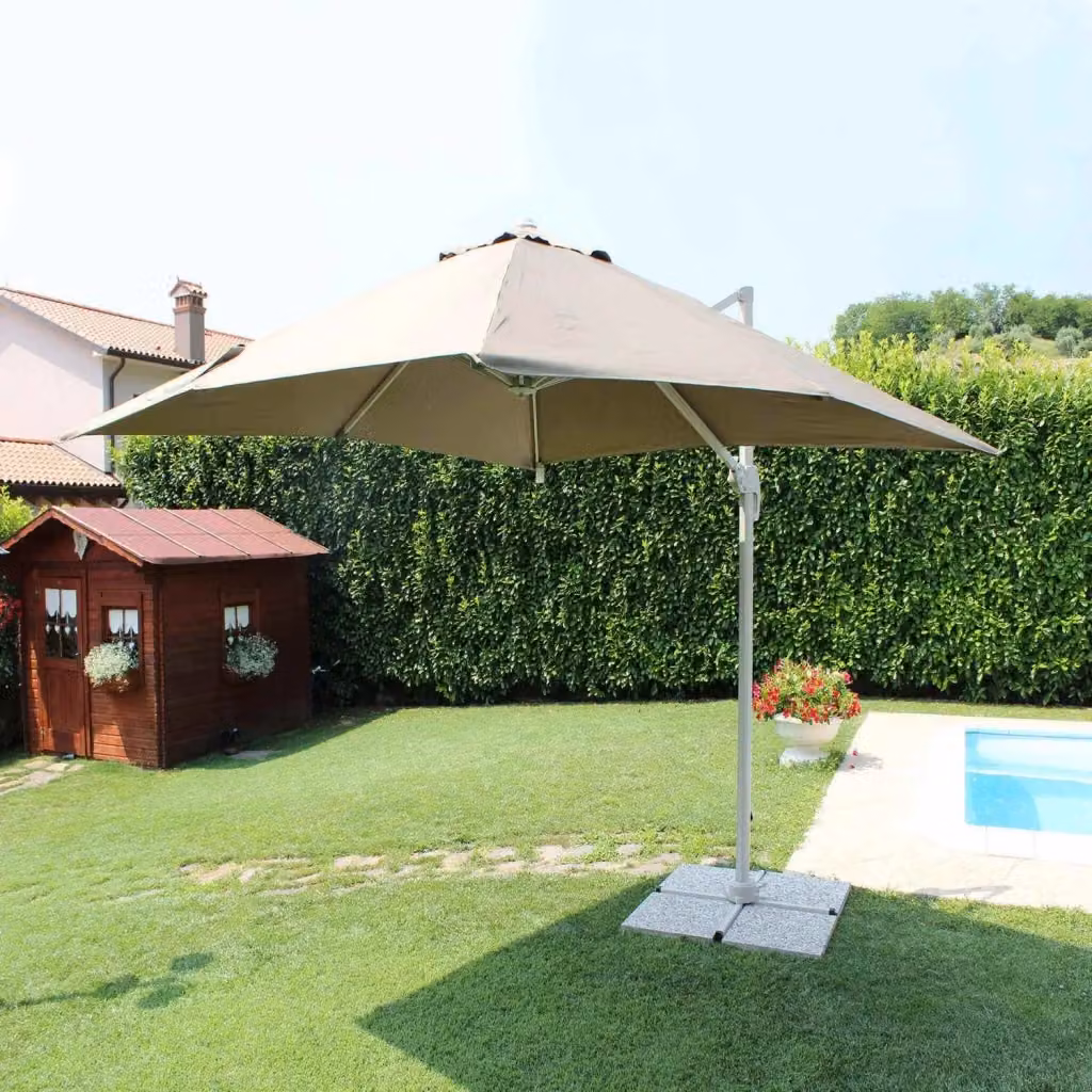 Ombrellone da giardino a braccio COSMA modello Saturno in alluminio con telo in poliestere beige L: 393 cm, P: 274 cm, H: 27 cm – 2