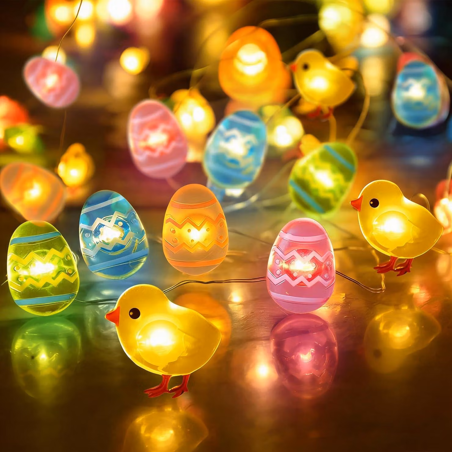 Catena luminosa a LED per decorazioni pasquali, lunghezza 3 metri, 30 LED, alimentazione a batteria, multicolore