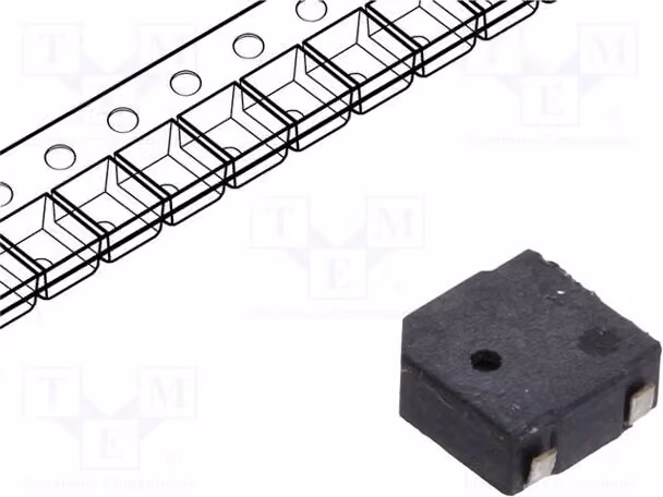 1 x Sensore acustico: trasmettitore di segnali elettromagnetici SMD, 4000 Hz, 12 Ω, modello LD-BZEL-T73-0505, marca Ele