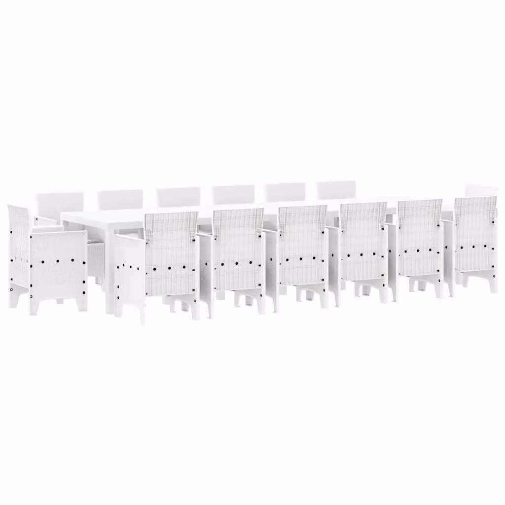 Set da pranzo per giardino e terrazzo vidaXL in polyrattan bianco con 15 pezzi e cuscini rimovibili – 2