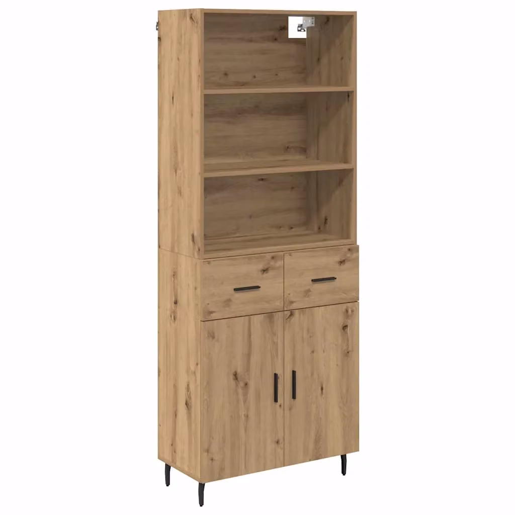 Set di 2 credenze moderne vidaXL in rovere marrone con ante a battente e ripiani interni L/P/H: 69,5 x 32,5 x 180 cm – 2