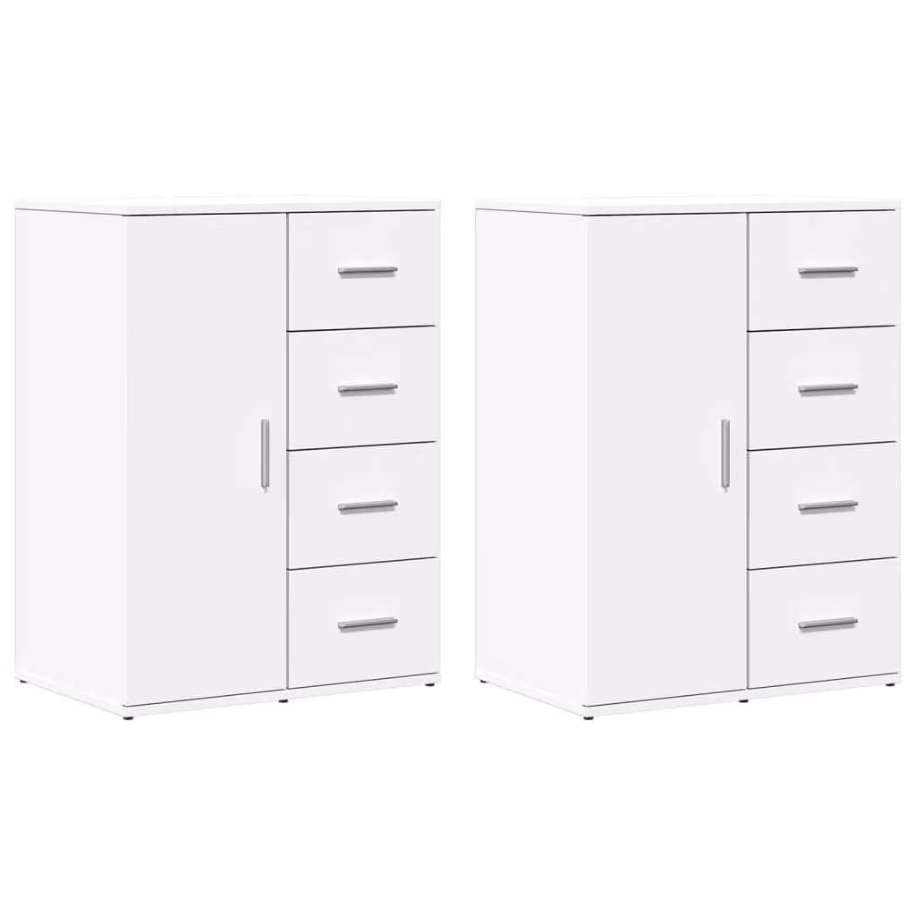 Credenze 2 pz Bianche 59x39x80 cm in Legno Multistrato