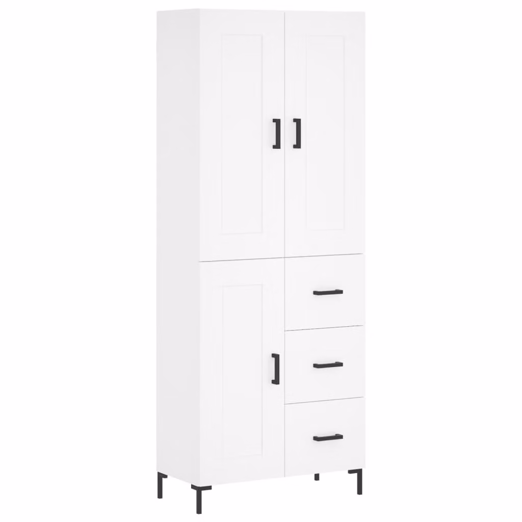 Credenza Bianca 69,5x34x180 cm in Legno Multistrato