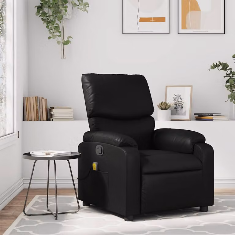 vidaXL Poltrona reclinabile relax in similpelle nera con braccioli