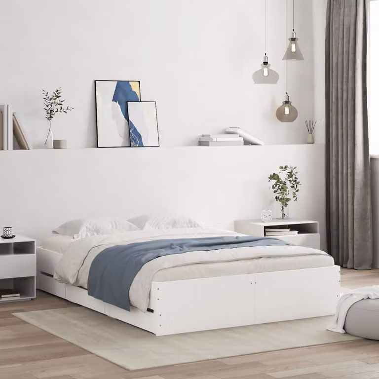 Giroletto vidaXL con cassetti in legno multistrato bianco L/P/H: 120 x 200 x 33 cm